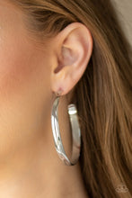 Load image into Gallery viewer, Making Laps - Silver Hoop Earring
