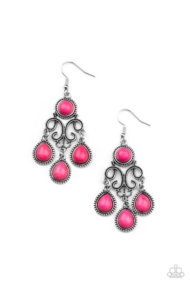 ​Canyon Chandelier - Pink - Paparazzi Earring Image