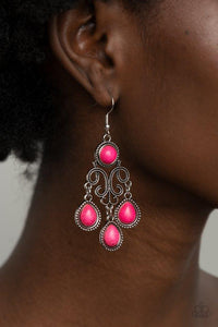 ​Canyon Chandelier - Pink - Paparazzi Earring Image